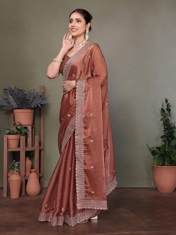 Ethnic Motifs Zari Woven Design Banarasi Saree